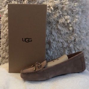 taupe UGG moccasin slippers